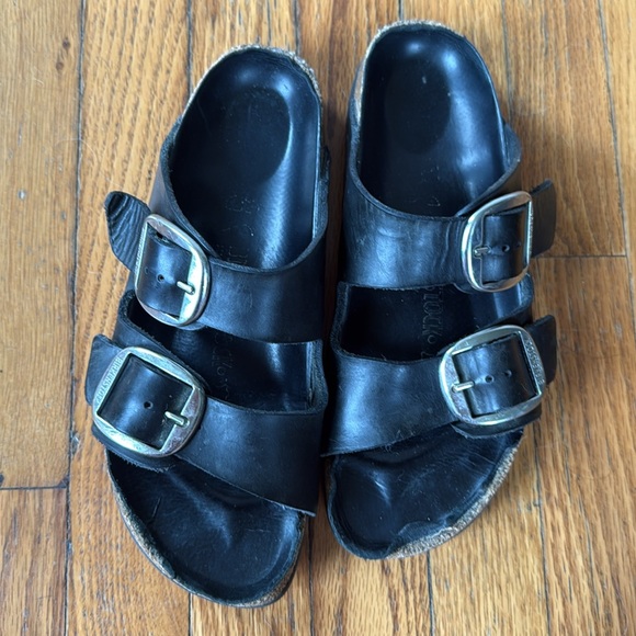 Birkenstock big buckle Black Sandals with Silver Buckles 40 - Picture 3 of 10